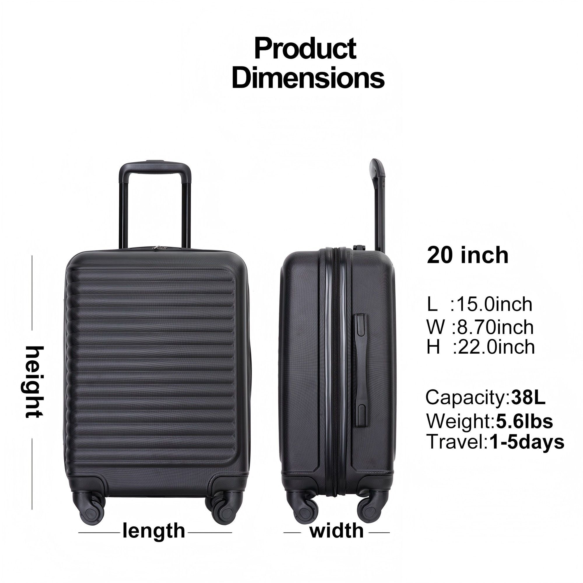 20" Carry On Lightweight Hardside Luggage with Spinner Wheels