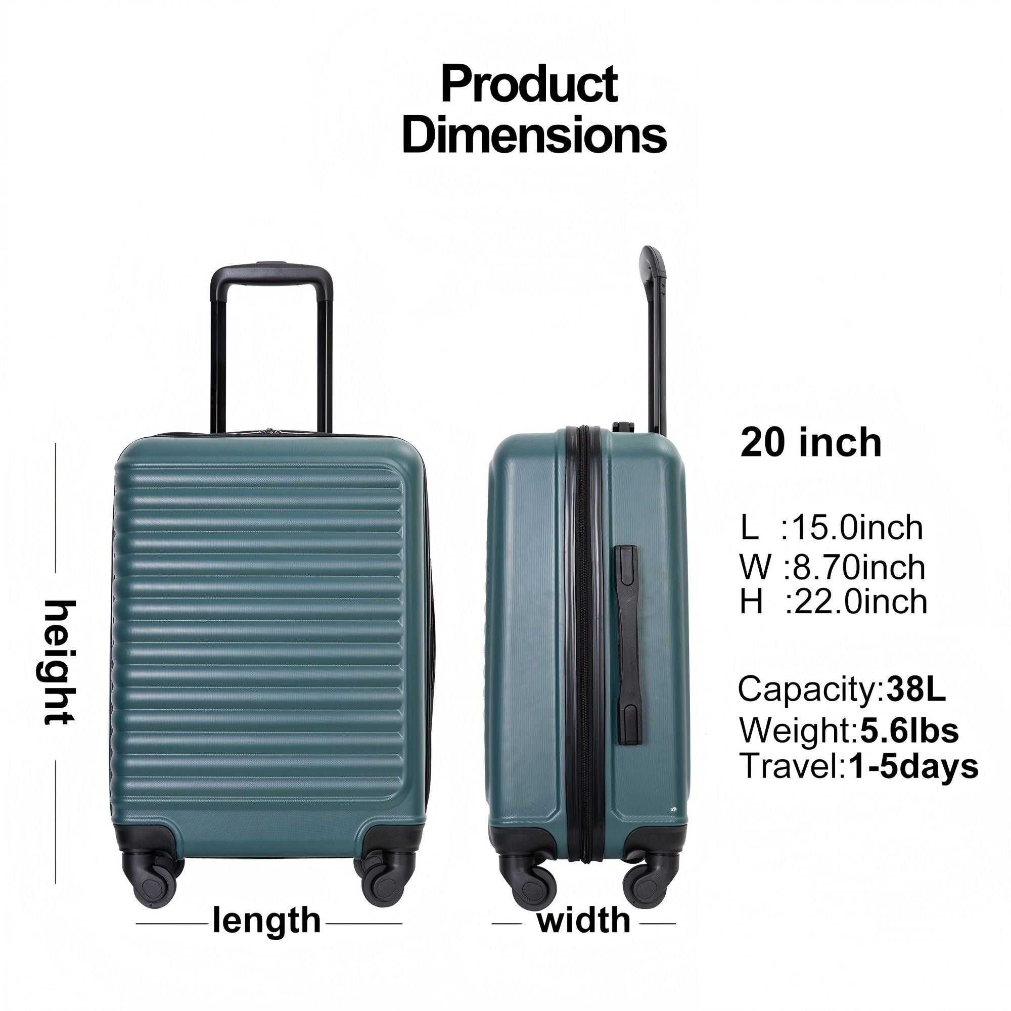 20" Carry On Lightweight Hardside Luggage with Spinner Wheels