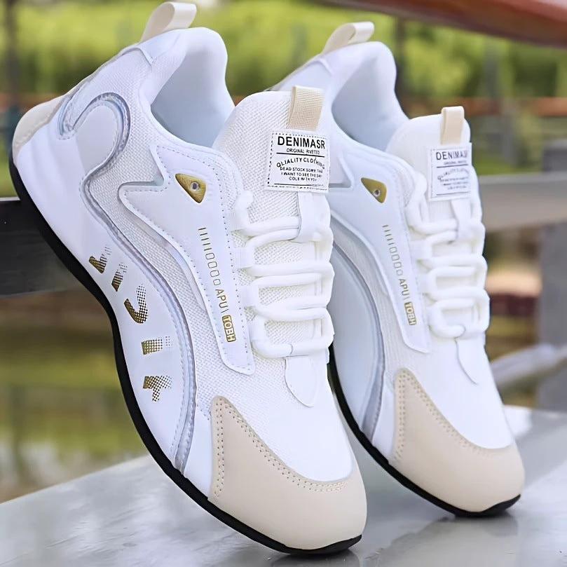 Mandotos Colorblock Lace Up Sneakers For Men Breathable Low Top Running And Walking Shoes