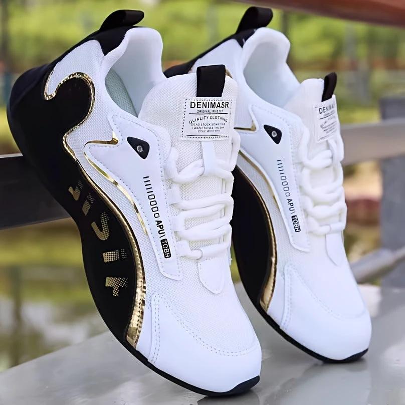 Mandotos Colorblock Lace Up Sneakers For Men Breathable Low Top Running And Walking Shoes