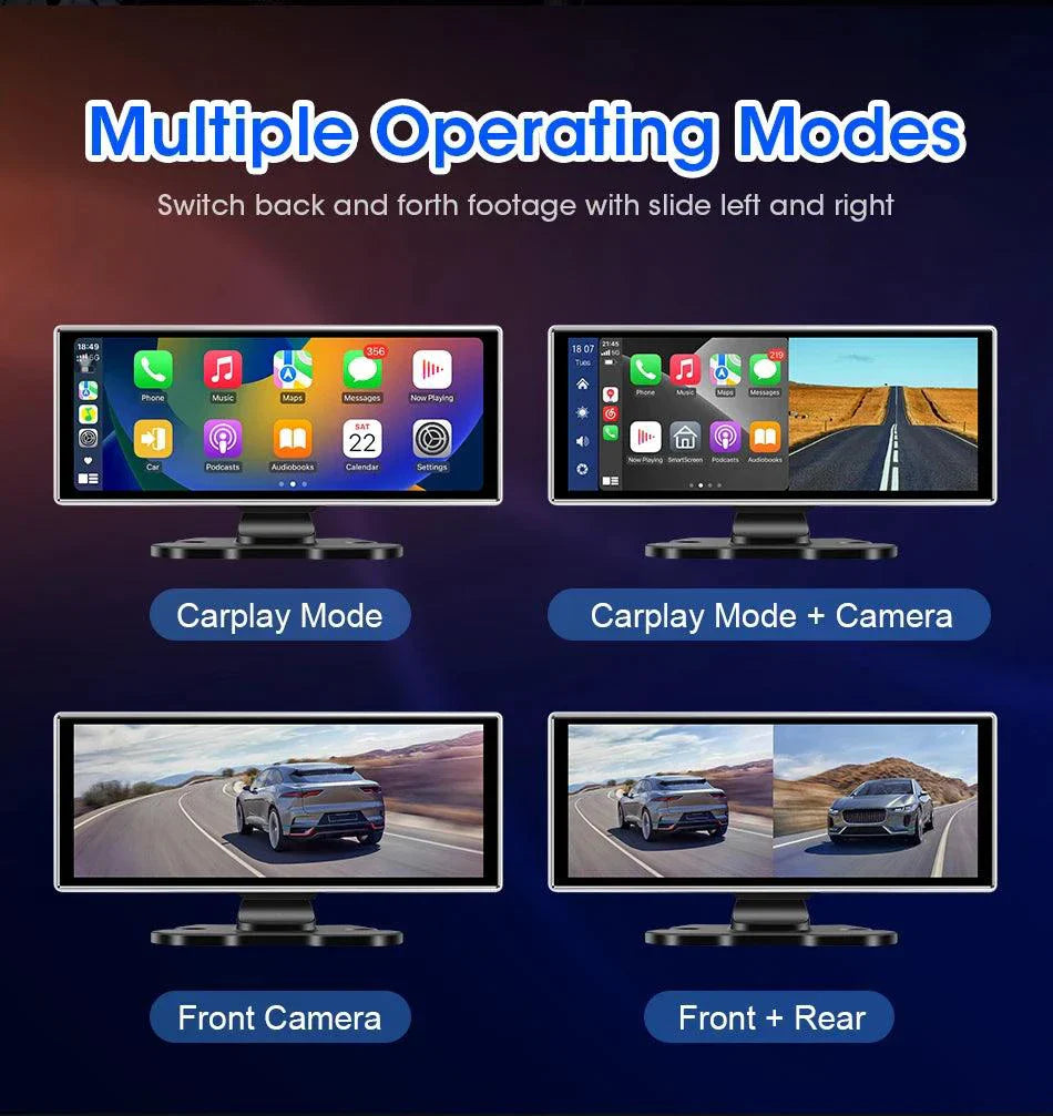 10/11.26 inch Dash Cam 4K Car DVR Wireless Carplay & Android Auto GPS Navigation Video Recorder Dashboard Dual Lens Wifi FM AUX