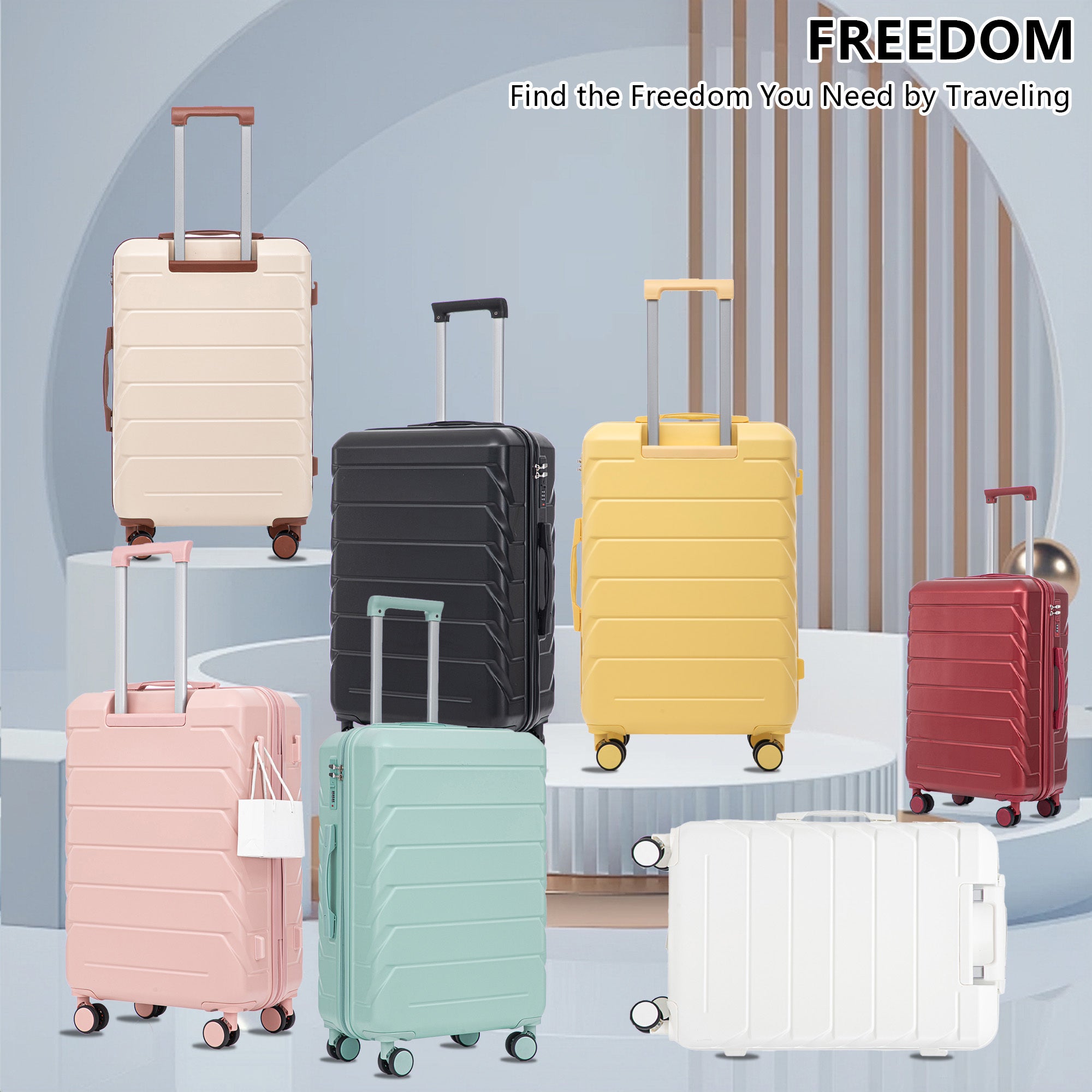 Set 3PCs 20'/24'/28' ABS Spinner Wheel Luggage - Beige
