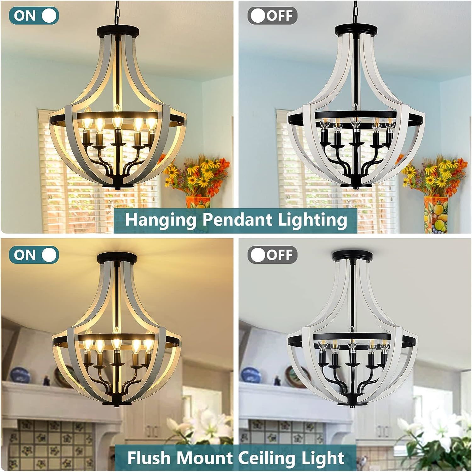 Modern White Solid Wood Chandeliers