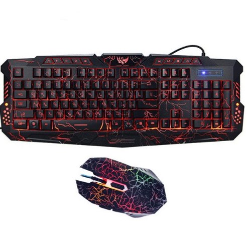 J10 tricolor backlight wired gaming keyboard set colorful luminous gaming