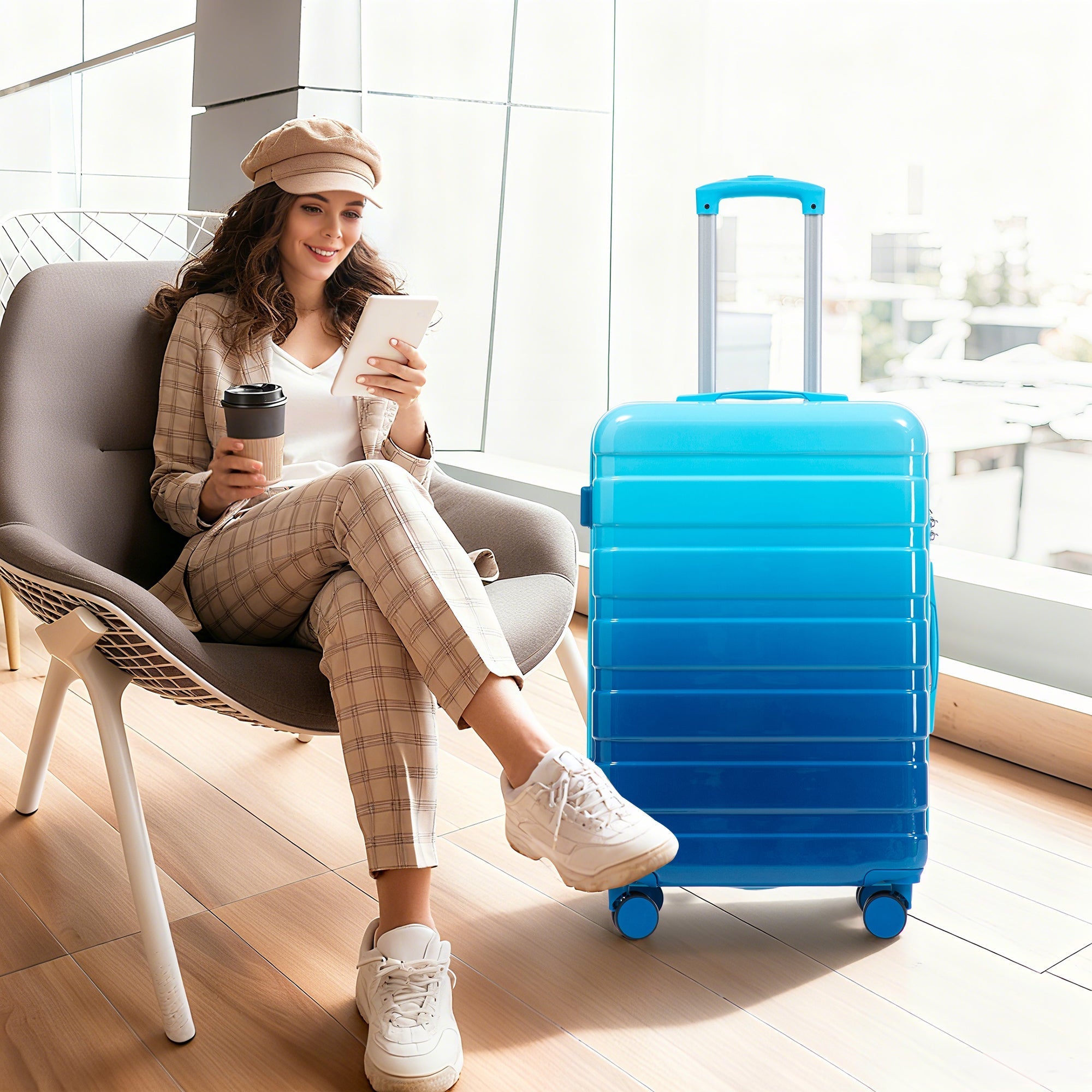 3-Piece PC Spinner Wheel Luggage Set with Gradient Color