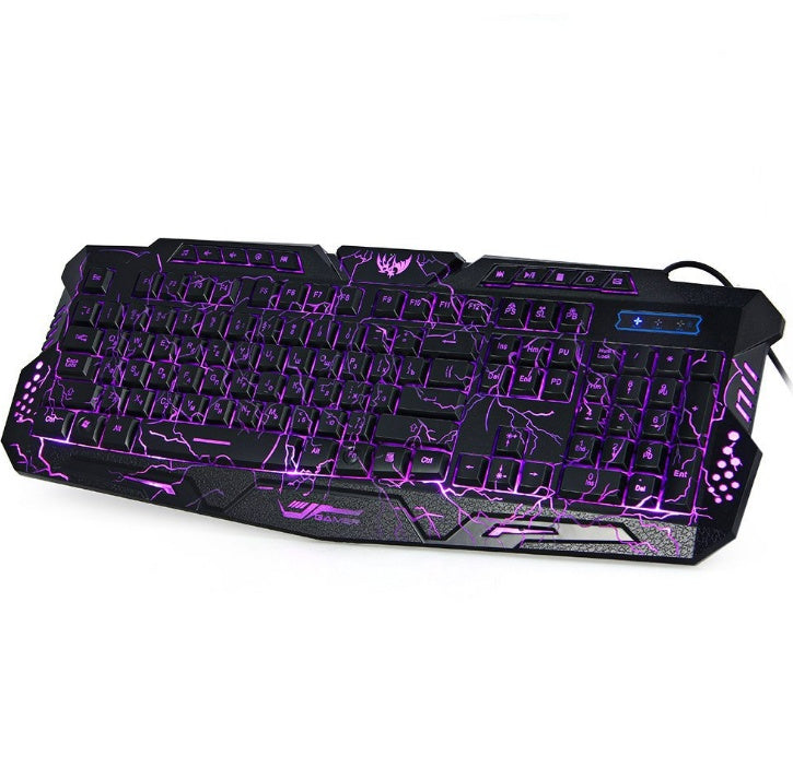 J10 tricolor backlight wired gaming keyboard set colorful luminous gaming