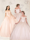 (LIVE 11) Crystal Beading and Sequin Glitter Tulle Quinceanera Dress plain mature bodycon party blue dress quince square neck plain