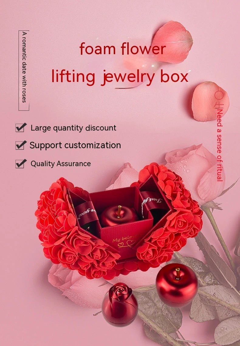 Valentine's Day Soap Rose Gift Box - Crystal Pendant Necklace Set