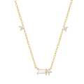 Starluxe Delicate Necklace with Three Round Cut and One Emerald Cut Cubic Zirconia Stones-Crystal Dream Necklace