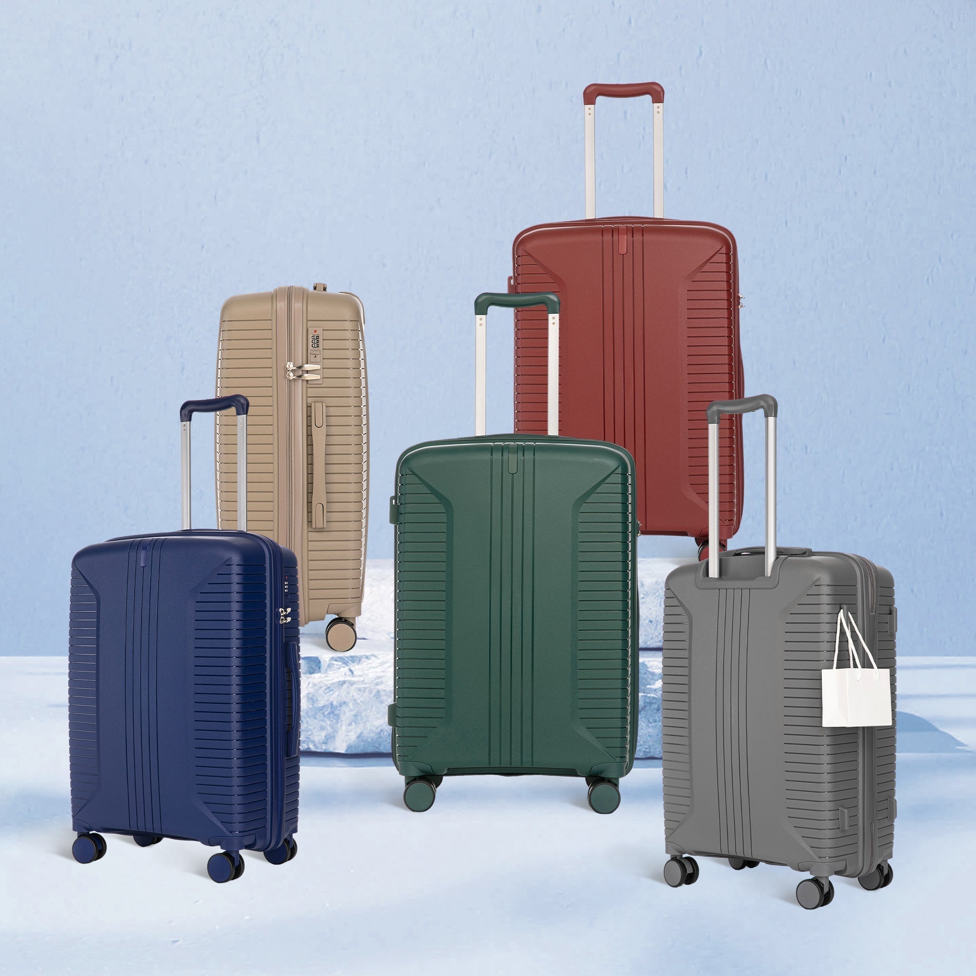 Gigatech 3-Piece PP Spinner Wheel Luggage Set (Champagne)
