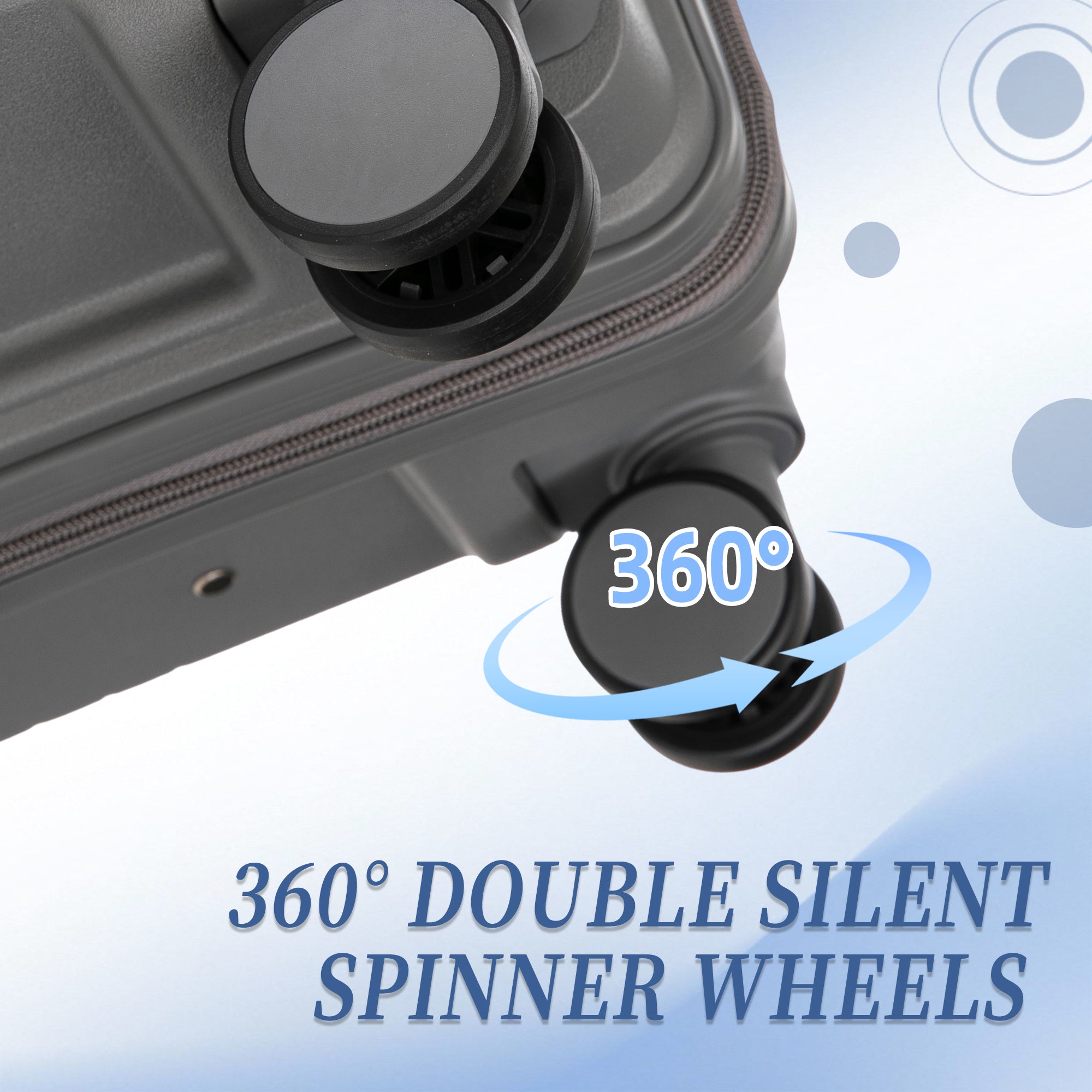 3-Piece PP Spinner Wheel Luggage Set 20'/24'/28' Silver Grey