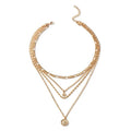 Mandotos Chunky Gold Layered Necklace With Coin Pendant And Sun Charm For Women