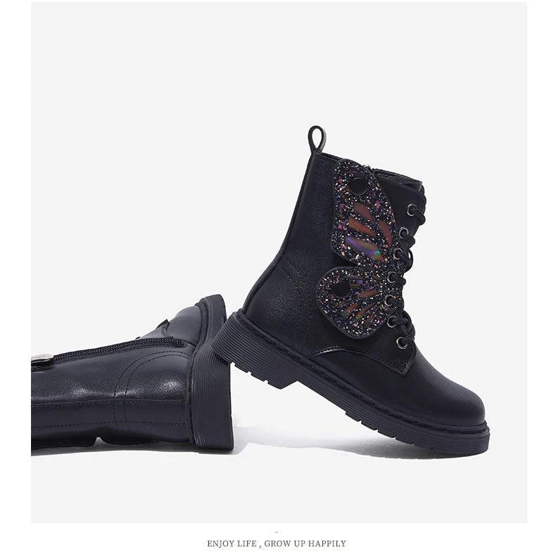 Girls' Stylish Martin Boots with Microfiber Leather