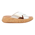 FitFlop F-Mode Women Cross Sandals Silver Leather Cork Flatform