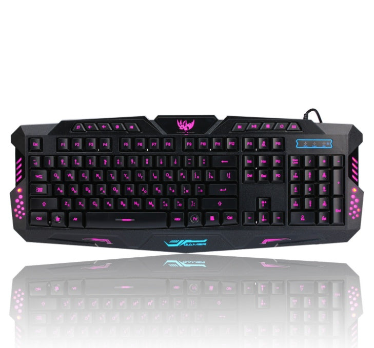 J10 tricolor backlight wired gaming keyboard set colorful luminous gaming