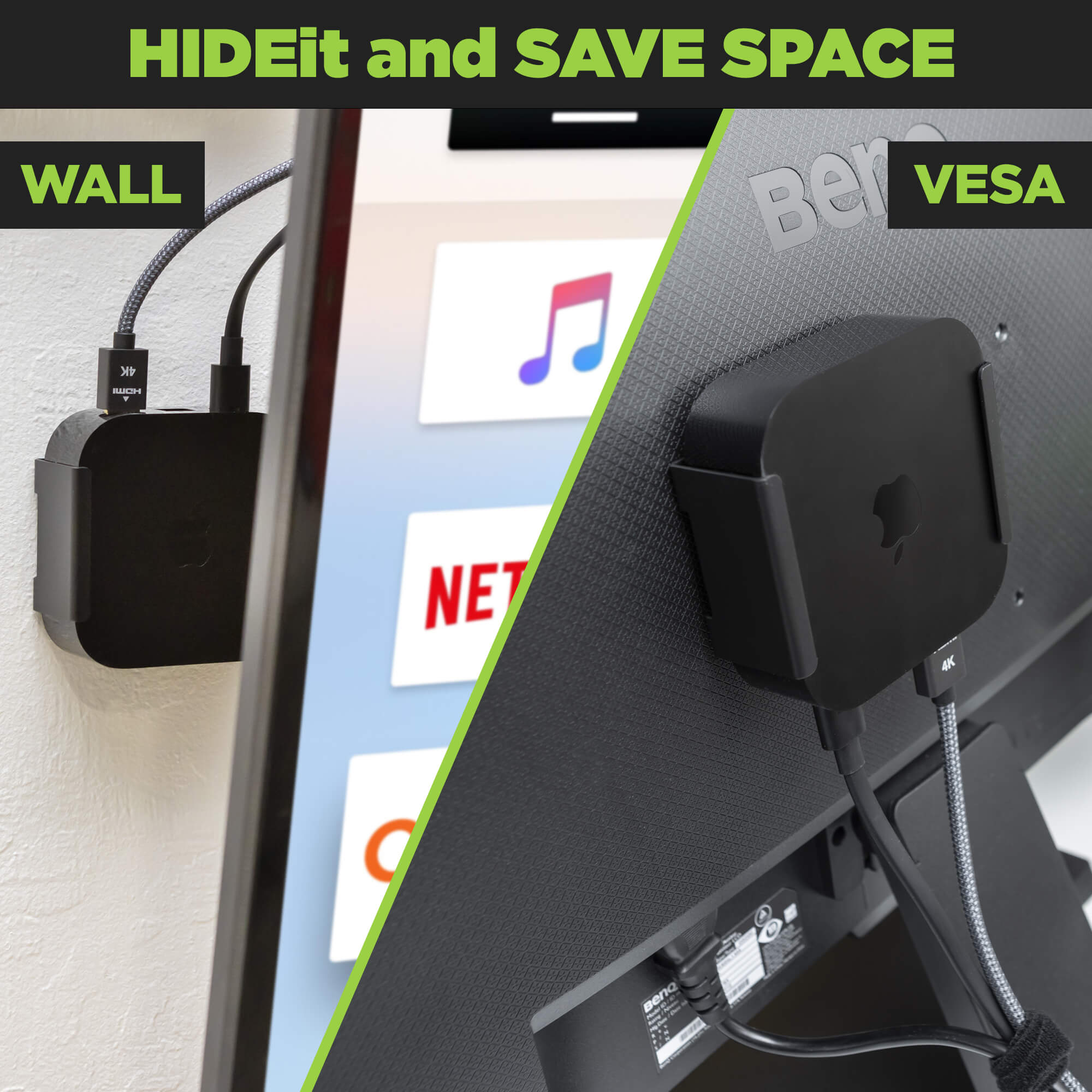 HIDEit ATV4K 3G | New (2022) Apple TV 4K 3rd Generation Wall Mount