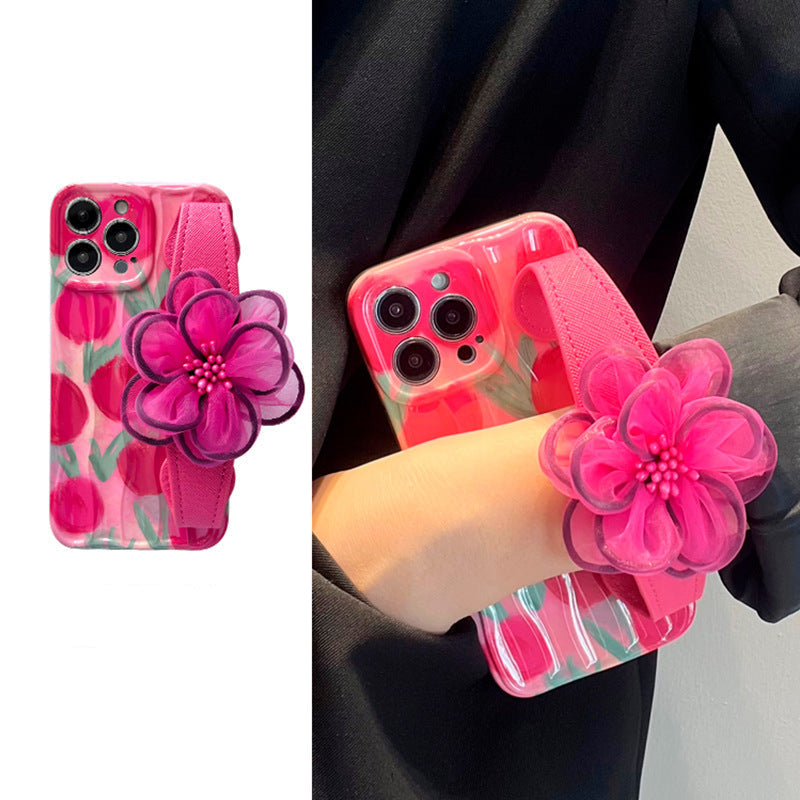 RAMODO Lace Floral Wristband iPhone Case