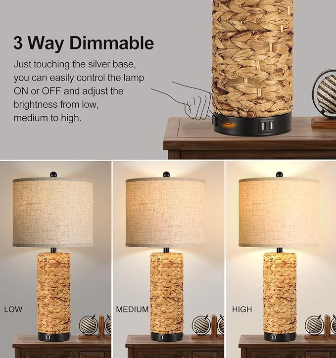 Tall Farmhouse Rustic Table Lamps Set of 2