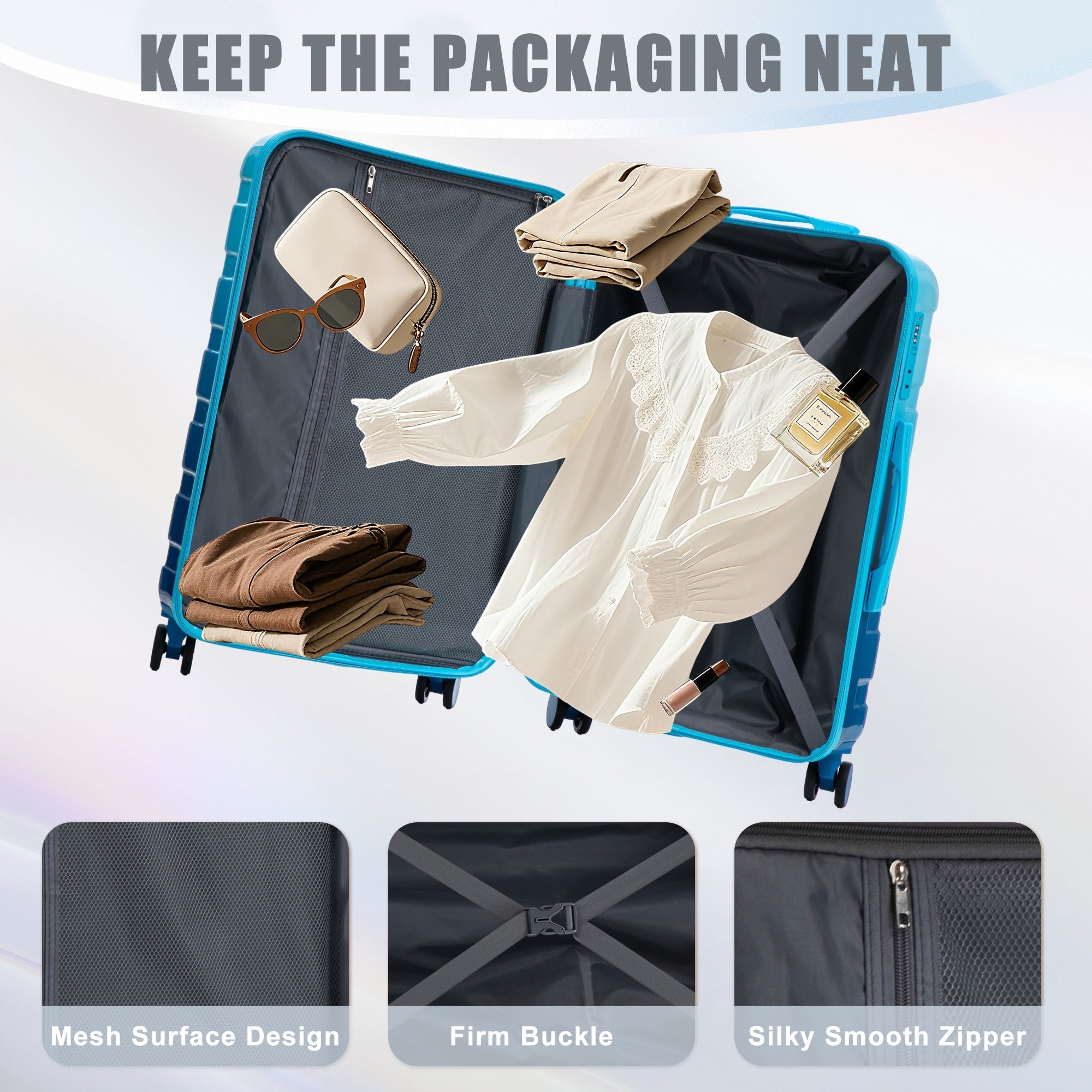 3-Piece PC Spinner Wheel Luggage Set with Gradient Color