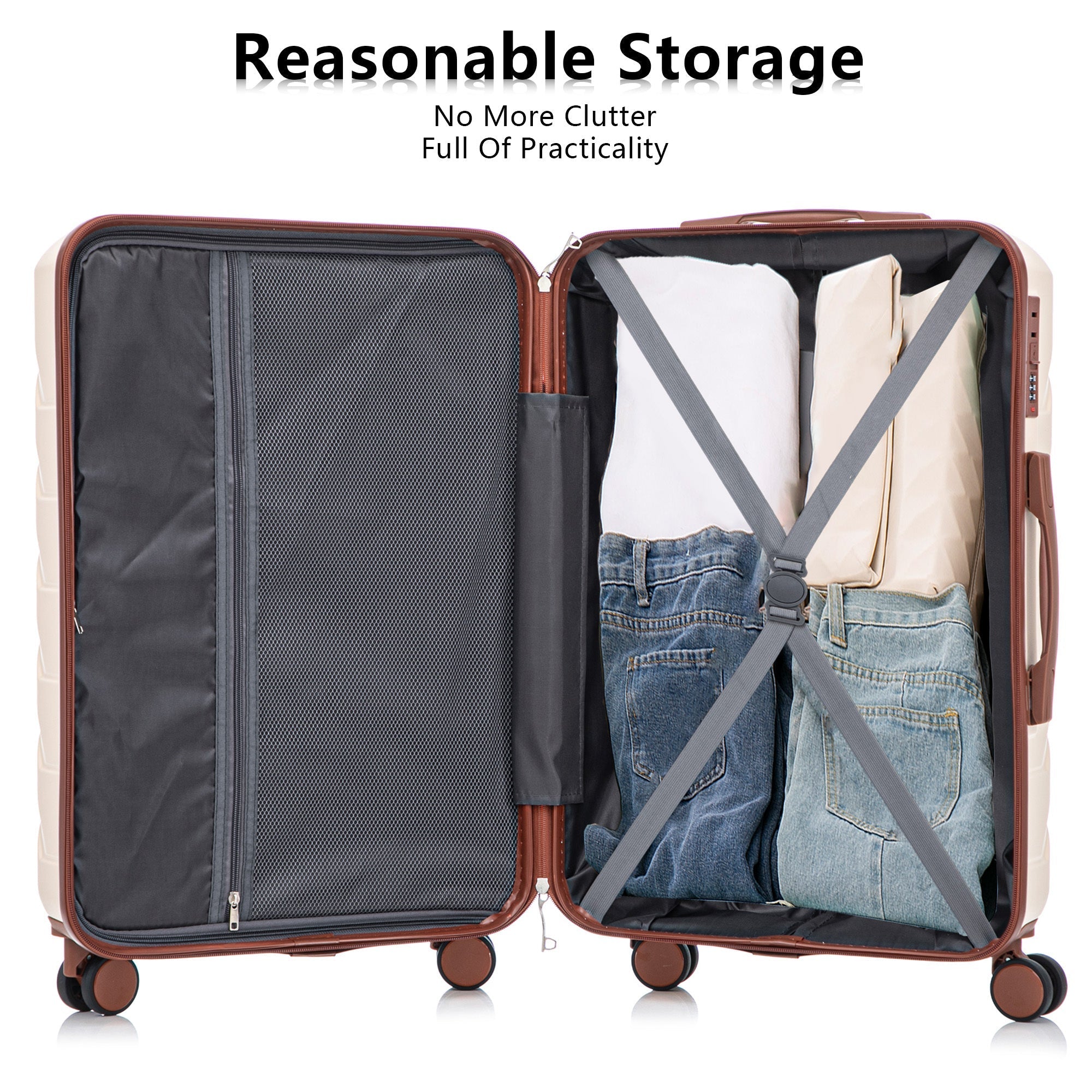 Set 3PCs 20'/24'/28' ABS Spinner Wheel Luggage - Beige