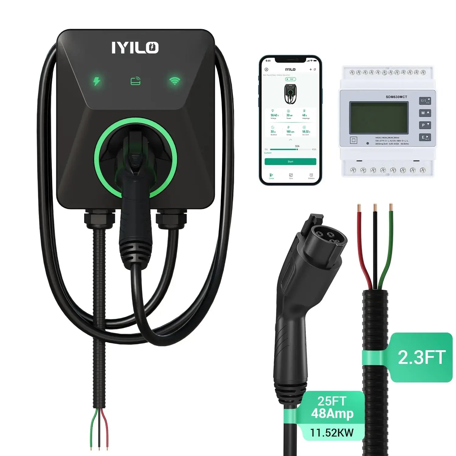 IYILO Pro EV Charger level 2 Hardwired with energy meter - 48A