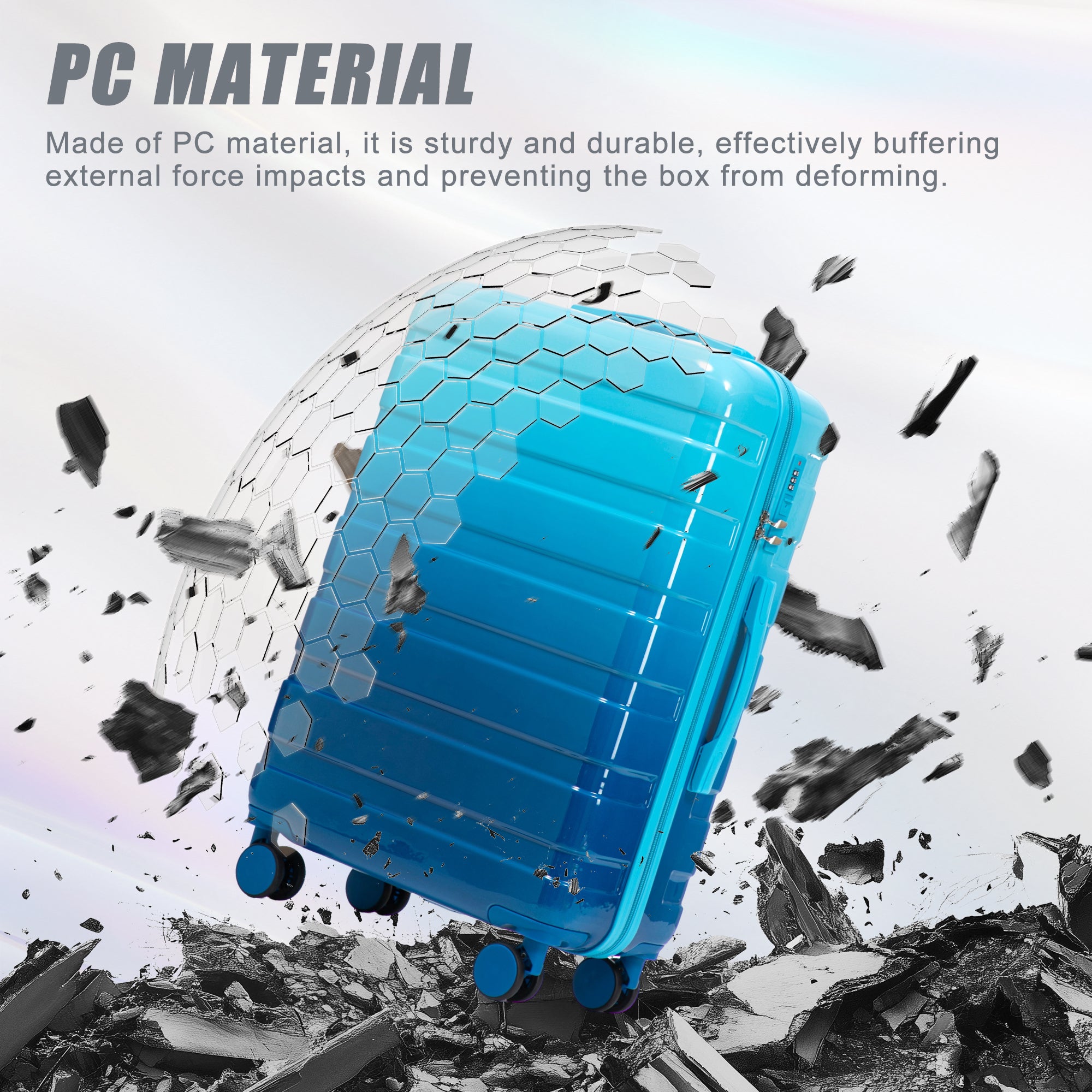 3-Piece PC Spinner Wheel Luggage Set with Gradient Color
