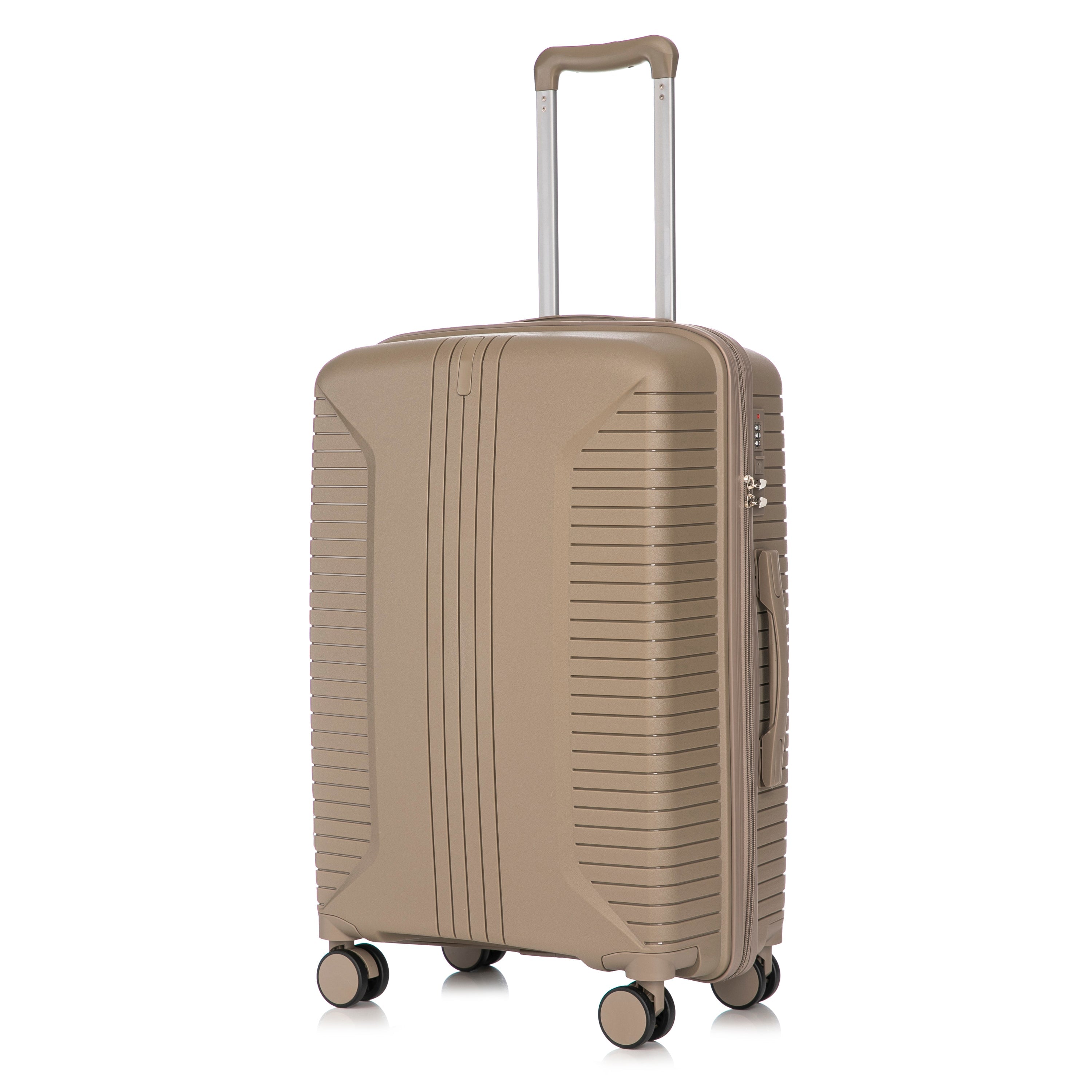 Gigatech 3-Piece PP Spinner Wheel Luggage Set (Champagne)