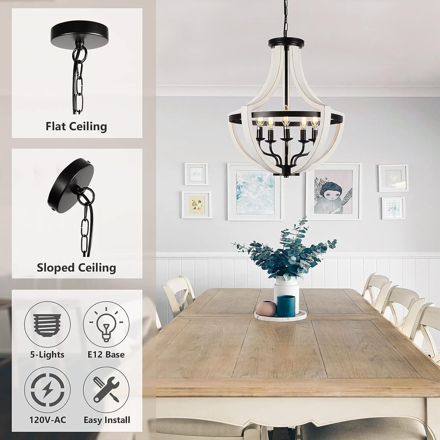 Modern White Solid Wood Chandeliers