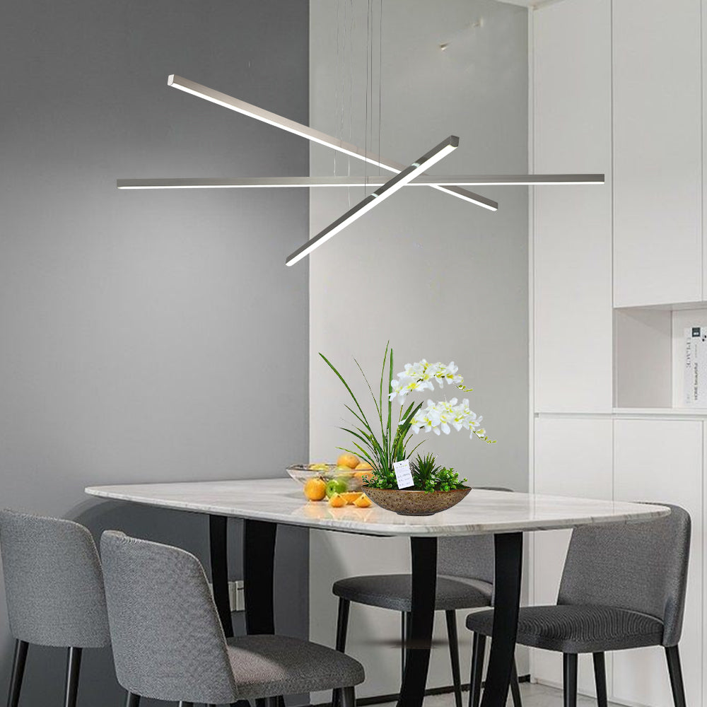48" Modern LED Chandelier - Geometric 3-Arm Design