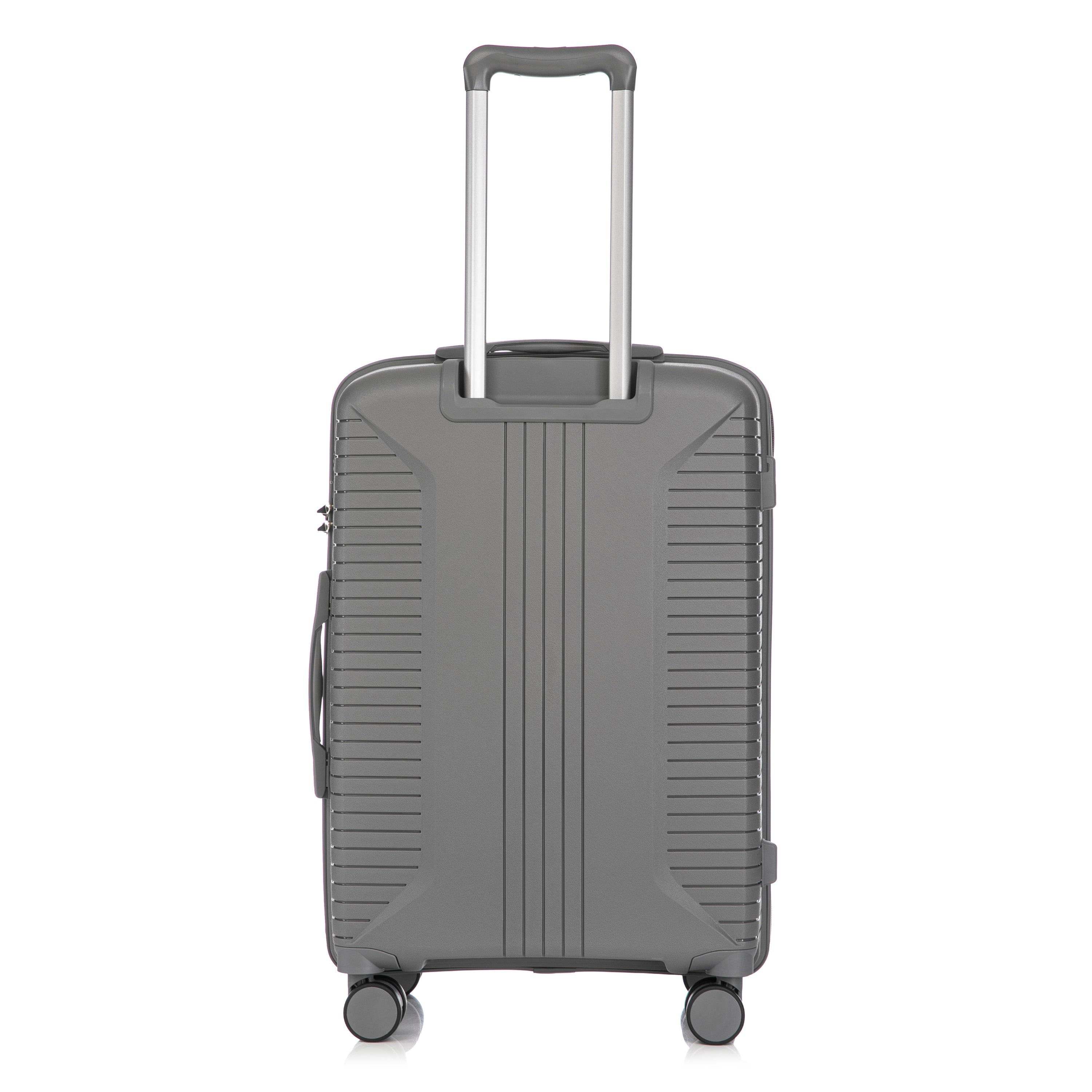 3-Piece PP Spinner Wheel Luggage Set 20'/24'/28' Silver Grey