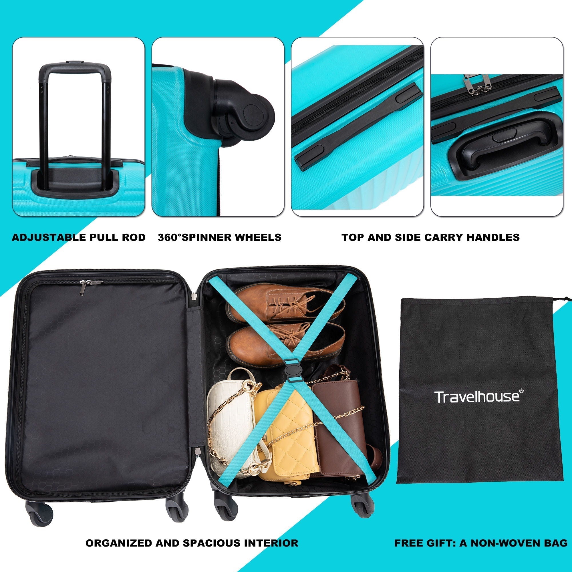 20" Carry On Lightweight Hardside Luggage with Spinner Wheels