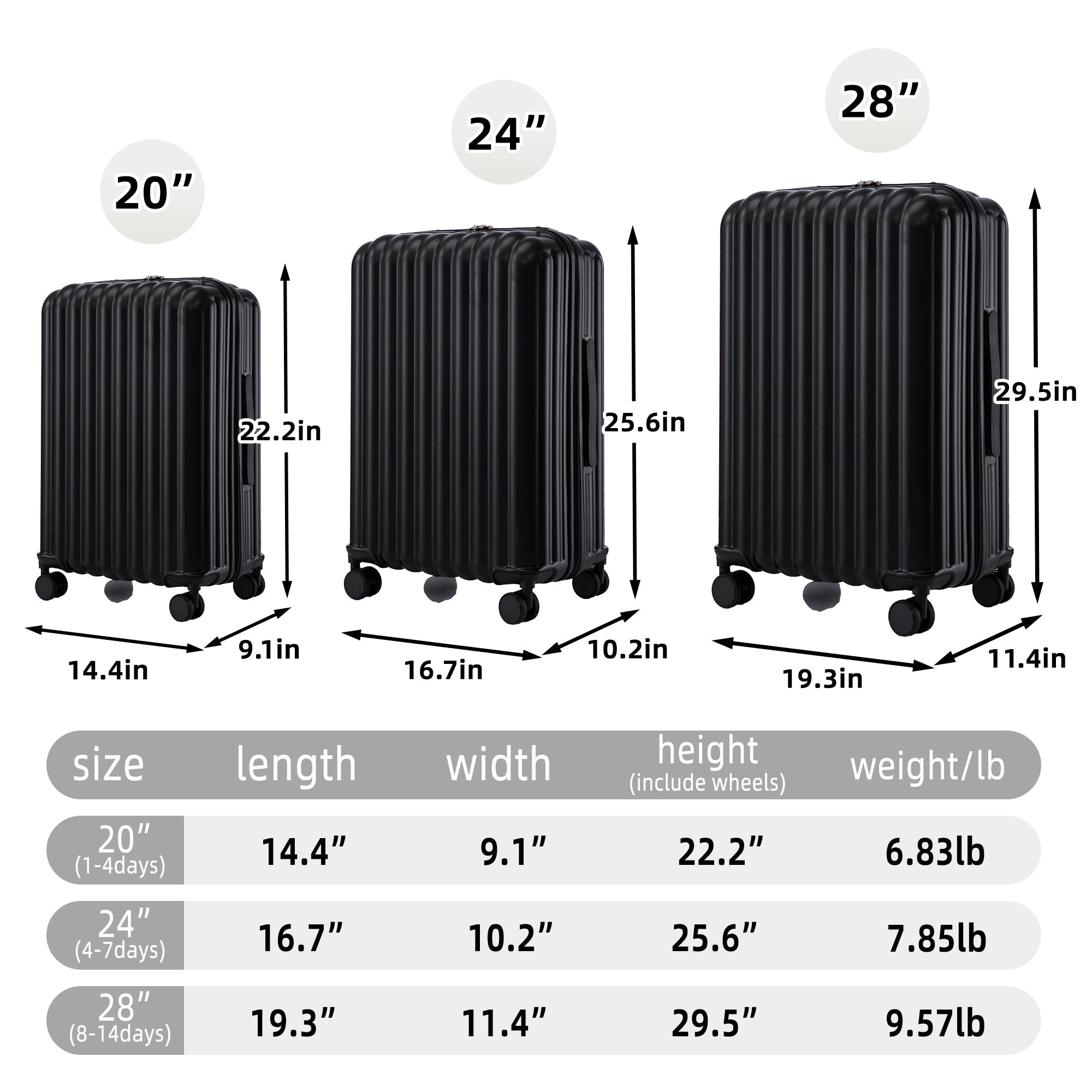 ABS Spinner Wheel Luggage Carry On Suitcase with Cup Holder and USB Port