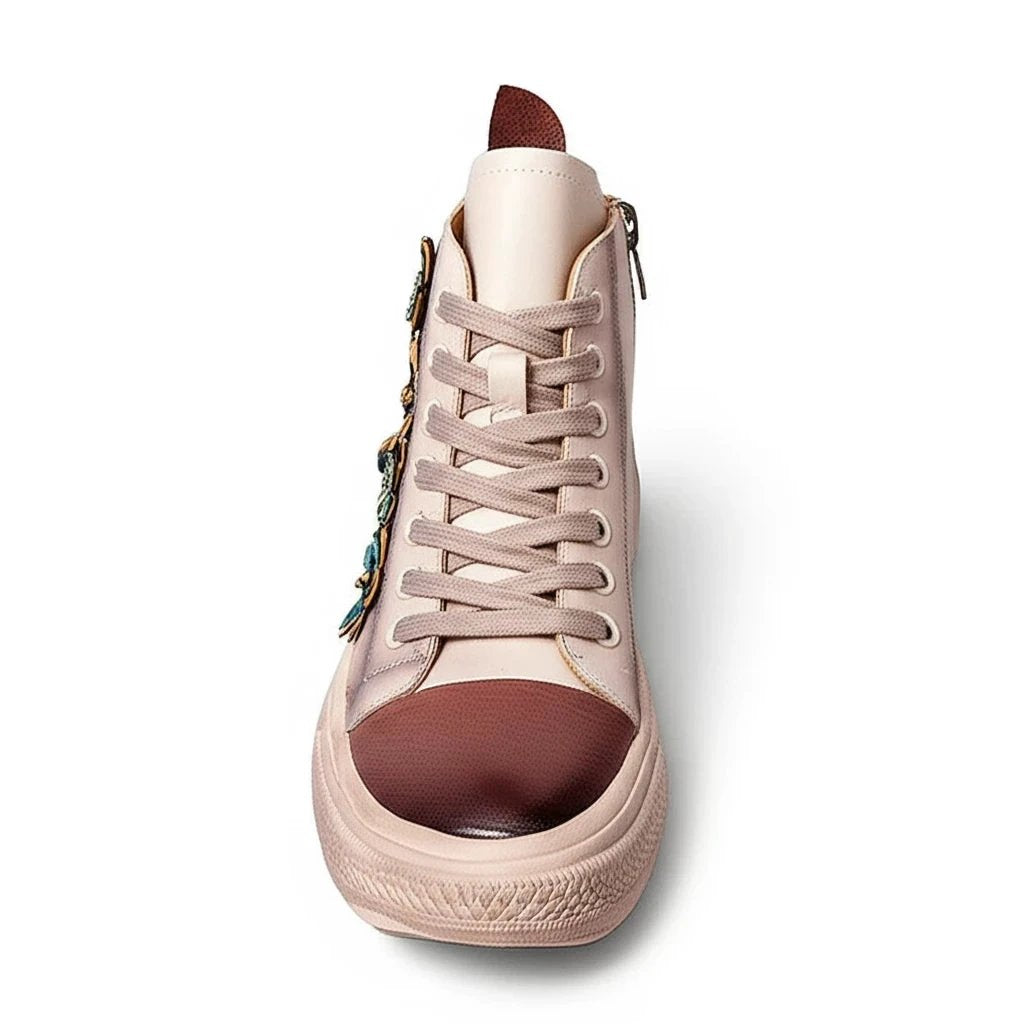 Chic Women's Contrast Flower High-Top Shoes