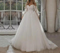 Boho Bride Puff Sleeve Off-Shoulder Wedding Gown