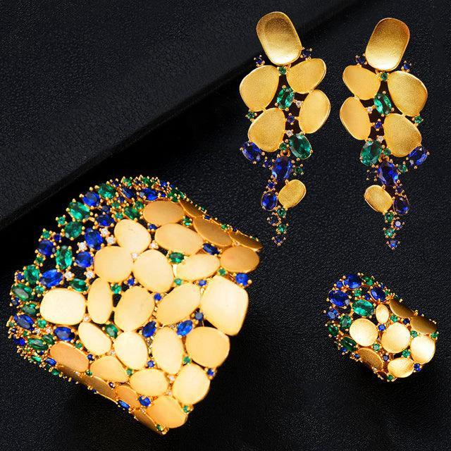Luxury Bangle Earrings Ring Set