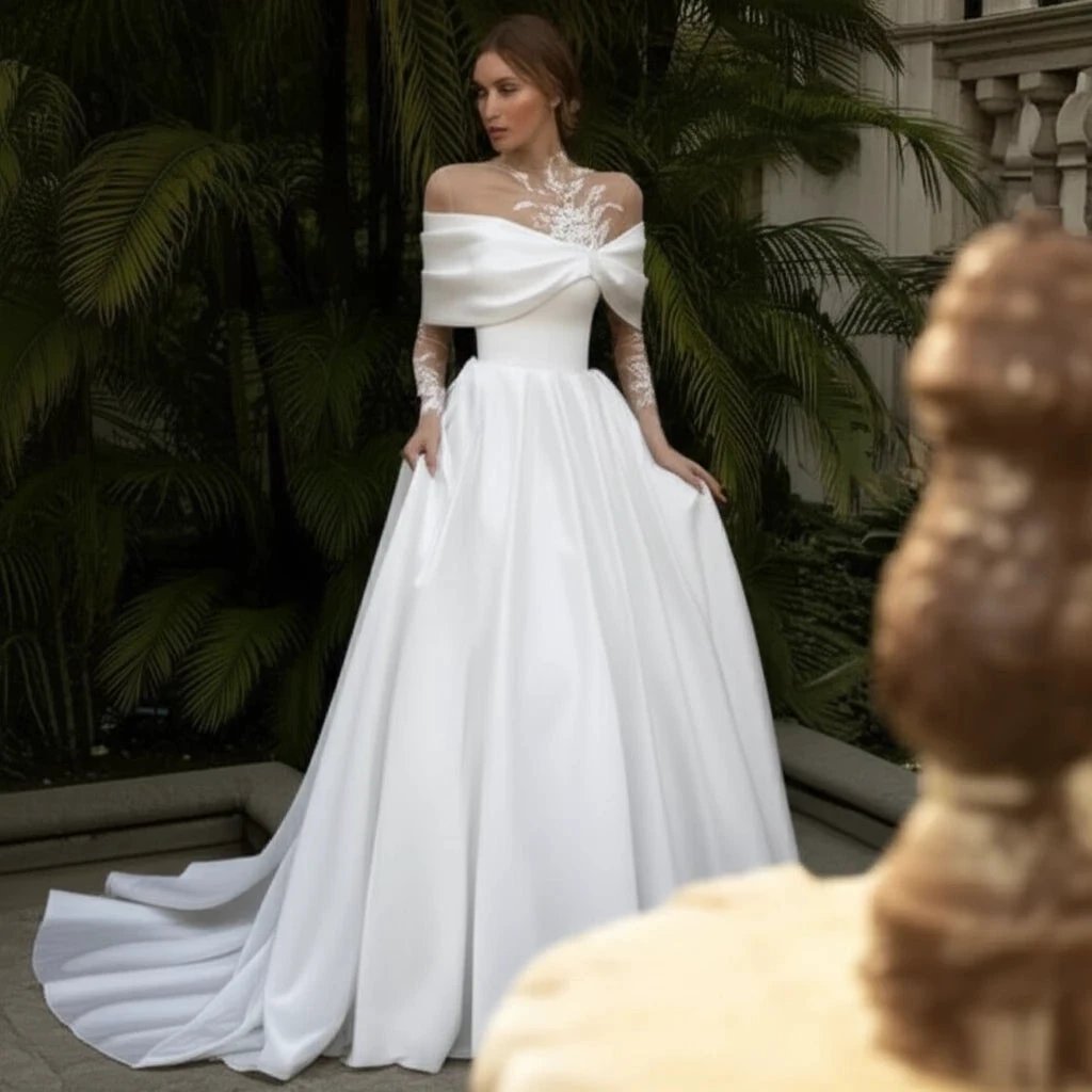 Elegant Satin Wedding Dress with Tutu Skirt