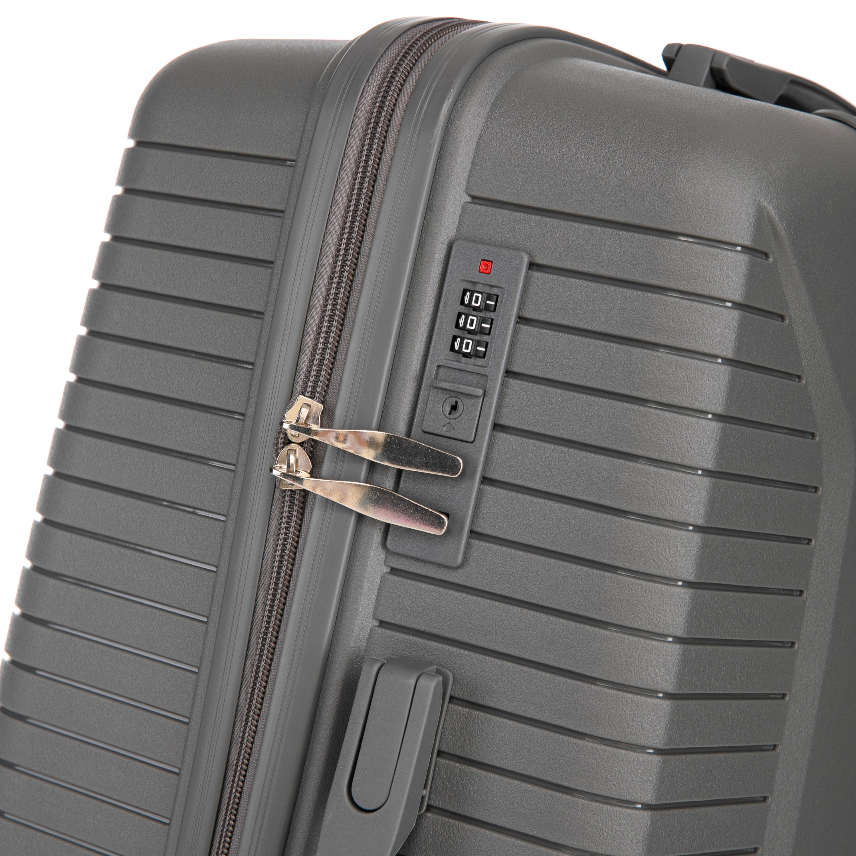 3-Piece PP Spinner Wheel Luggage Set 20'/24'/28' Silver Grey