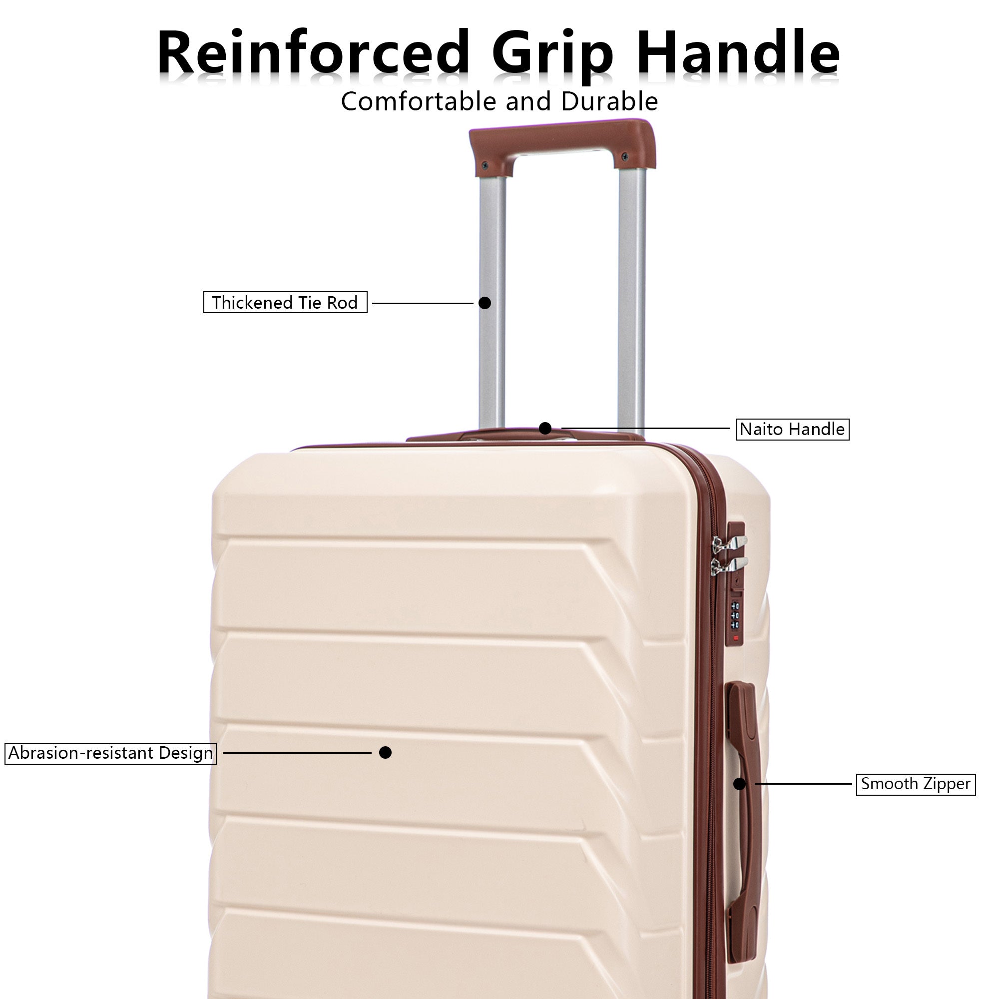 Set 3PCs 20'/24'/28' ABS Spinner Wheel Luggage - Beige