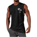 Mandotos Coconut Tree Embroidery Vest Men Tank Top For Summer Beach Workout Muscle Tee