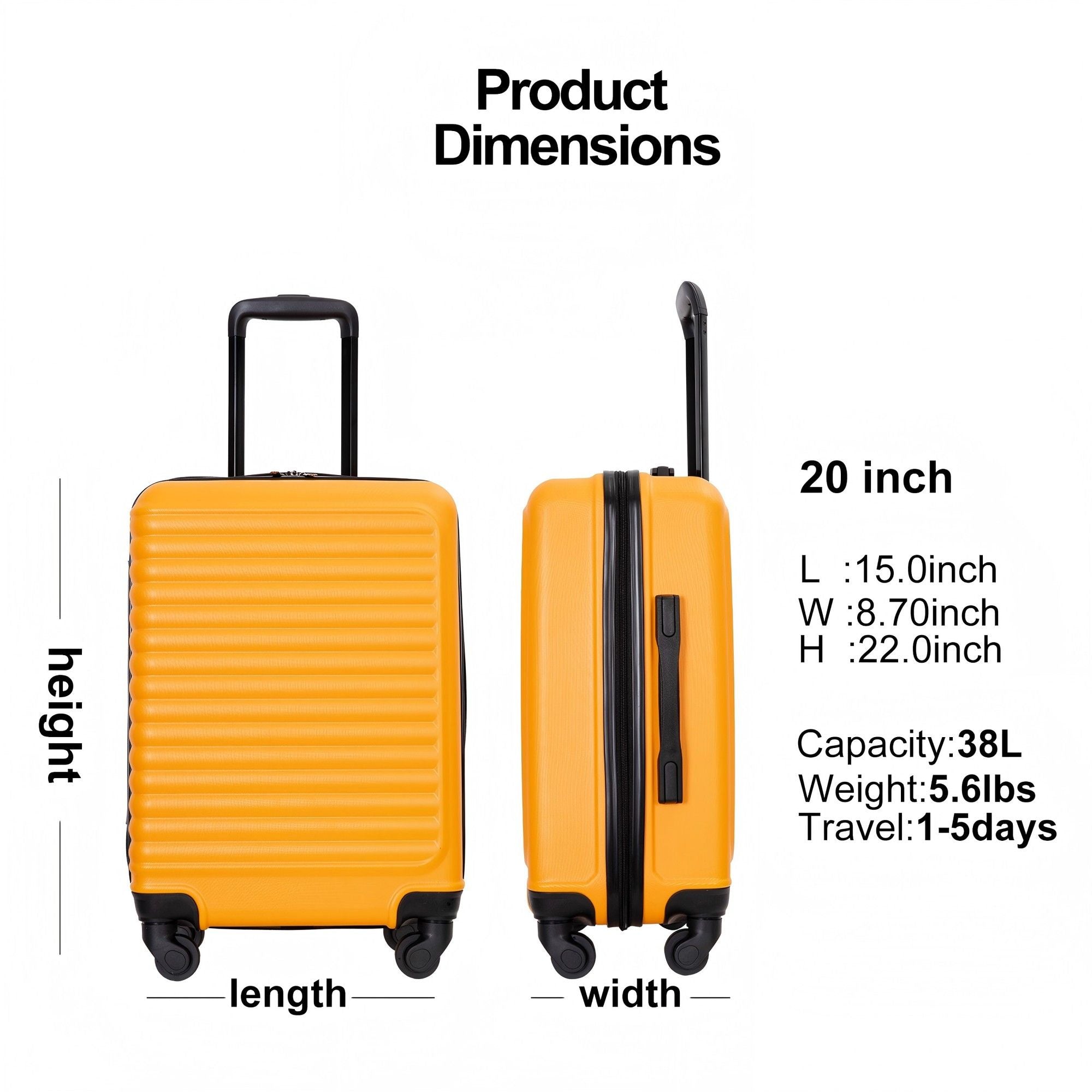 20" Carry On Lightweight Hardside Luggage with Spinner Wheels