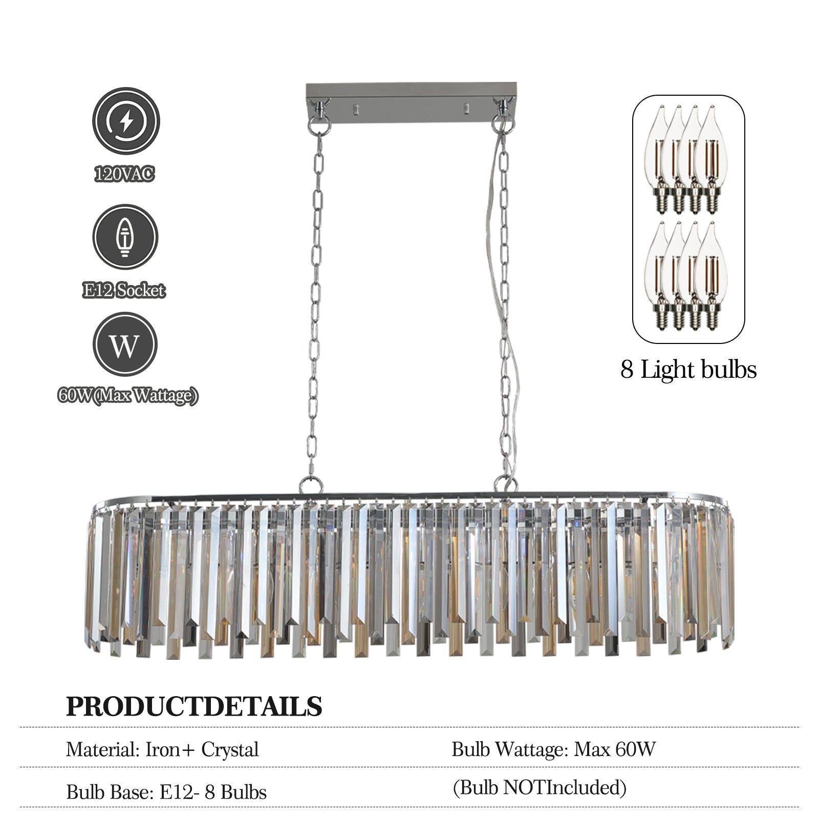 Modern Oval Crystal Ceiling Chandelier
