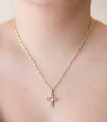 Blush Cross Pendant Necklace- 18”