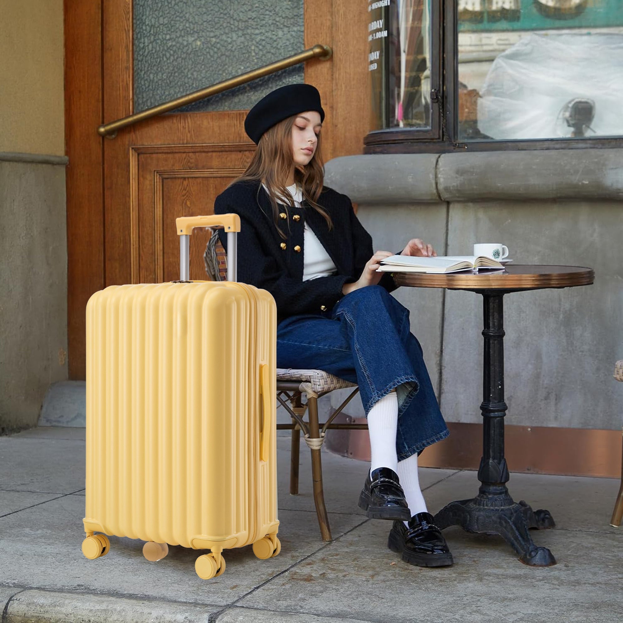 20'/24'/28' ABS Spinner Wheel Luggage Set with USB Port & Cup Holder