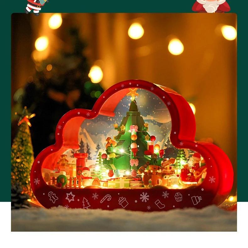 Mandotos Christmas Cloud Night Lamp With LED Lights Mirror Frame Assembled Building Blocks