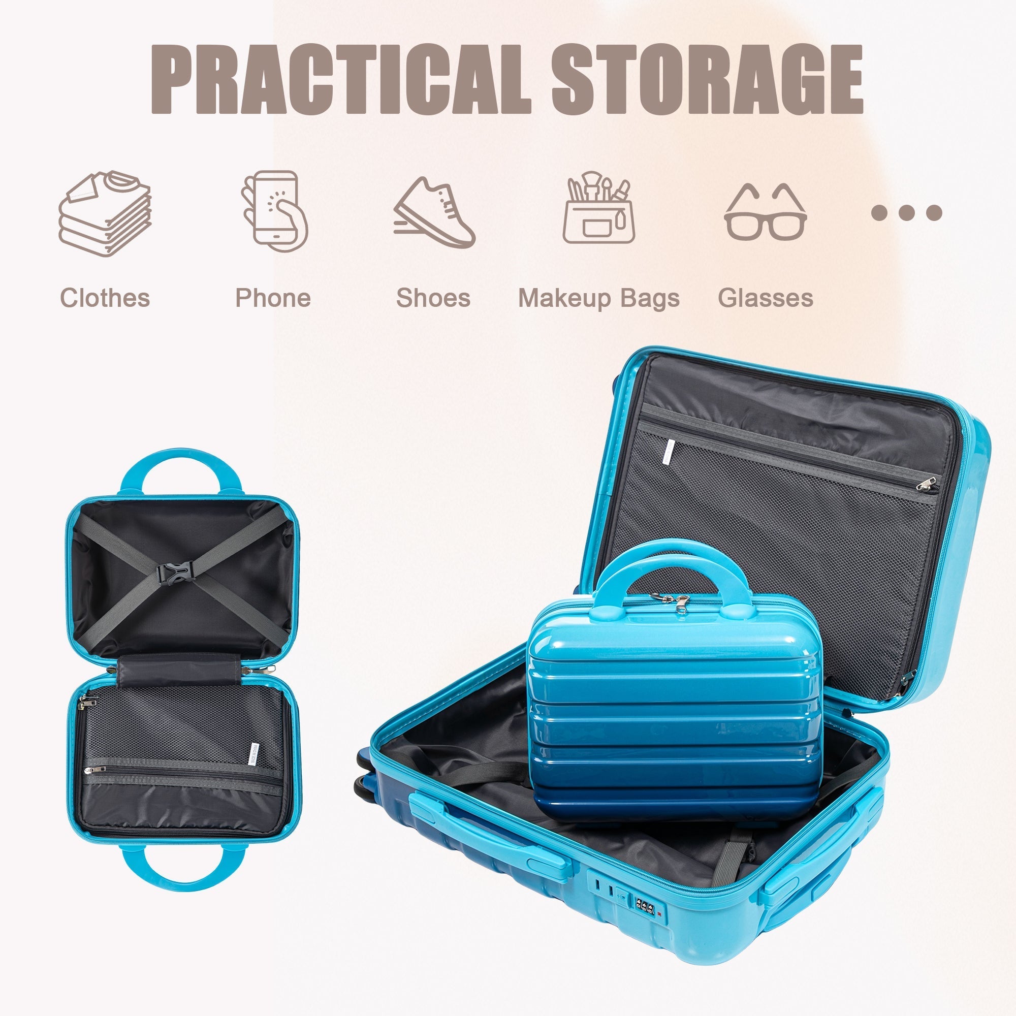 14'/20' 2-Pcs PC Spinner Wheel Luggage Set with Gradient Color and Lock
