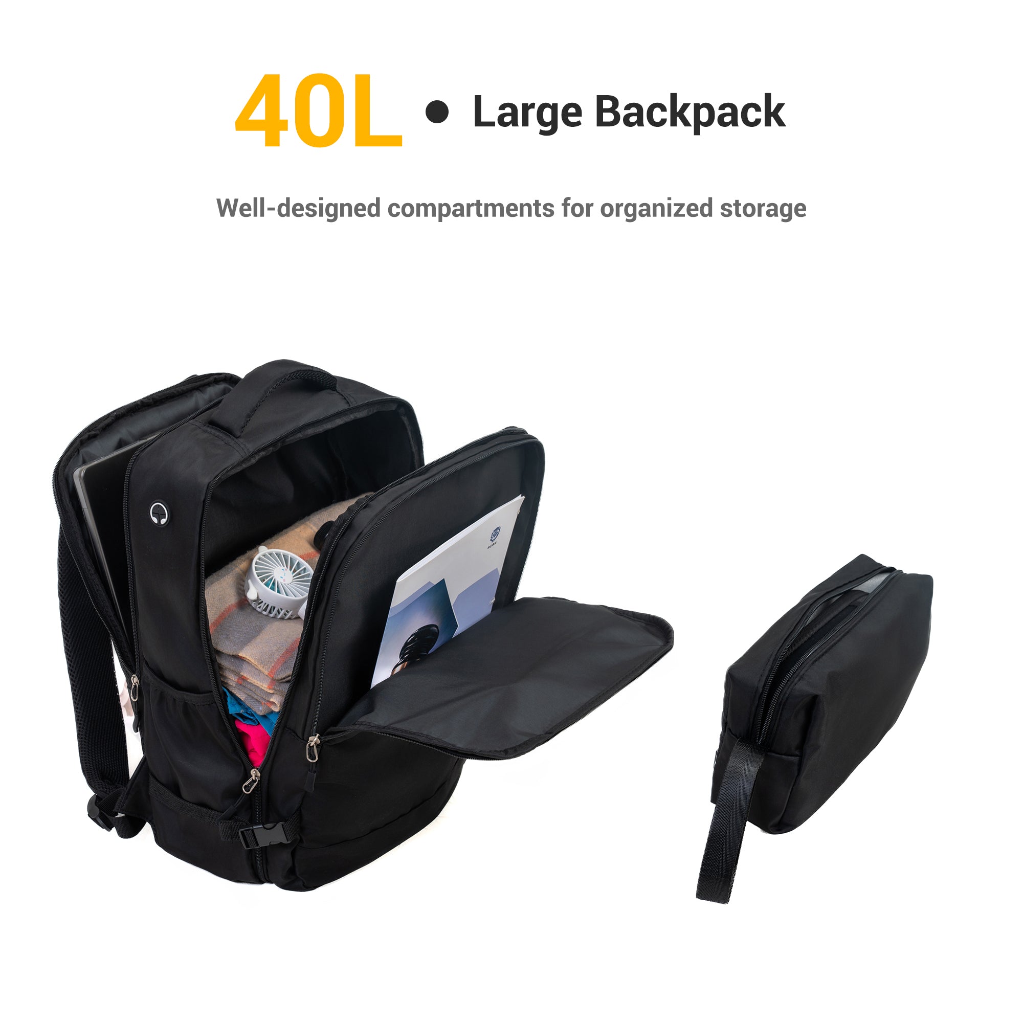 9-Piece Black Luggage Set by GigaTech with TSA Lock