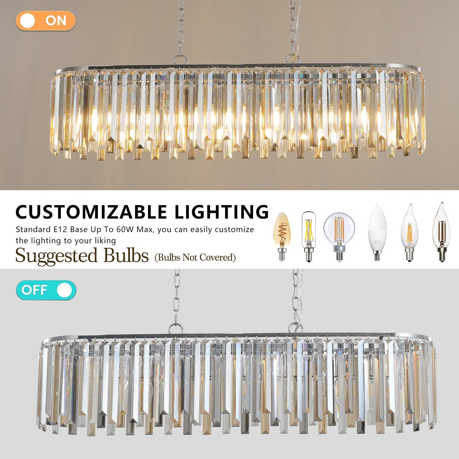 Modern Oval Crystal Ceiling Chandelier