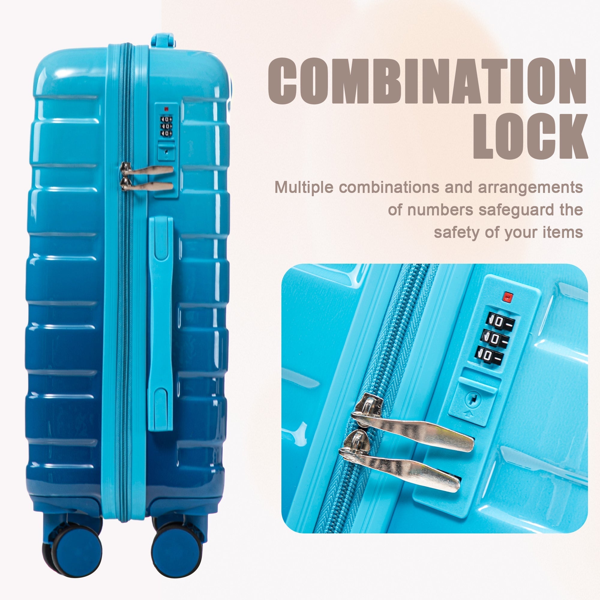 14'/20' 2-Pcs PC Spinner Wheel Luggage Set with Gradient Color and Lock