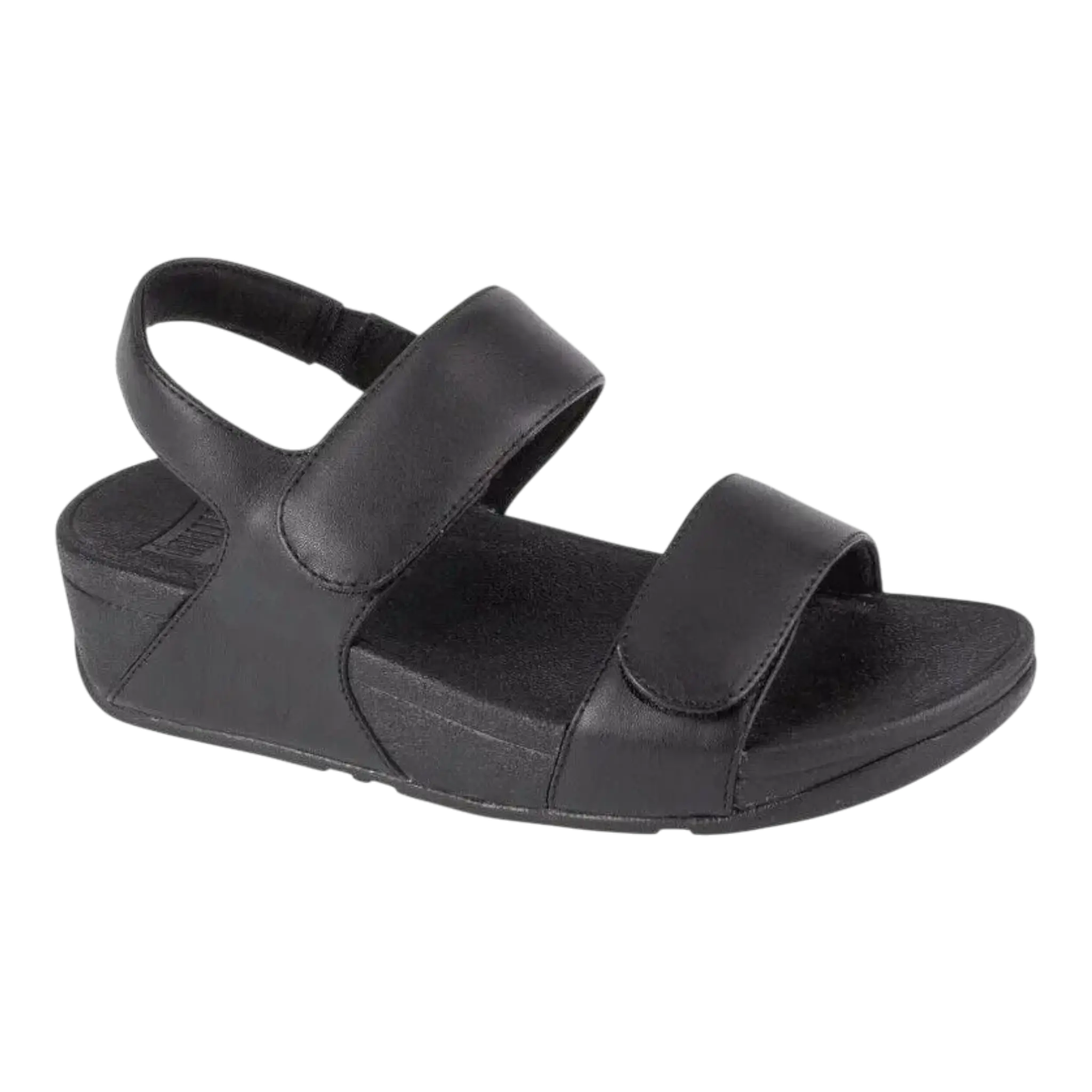 FitFlop Lulu Women Slide Sandals Black Leather Adjustable Strap