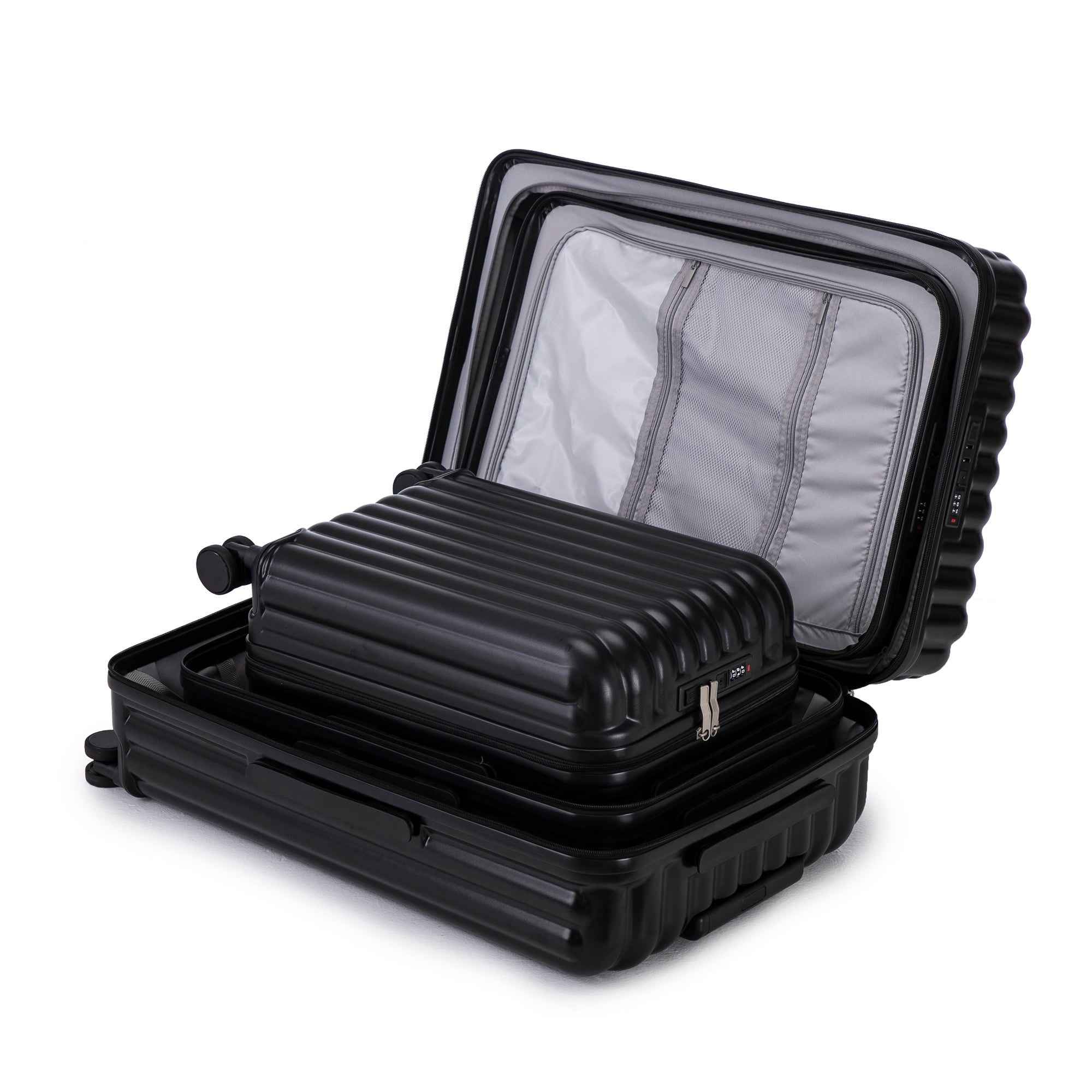 ABS Spinner Wheel Luggage Carry On Suitcase with Cup Holder and USB Port